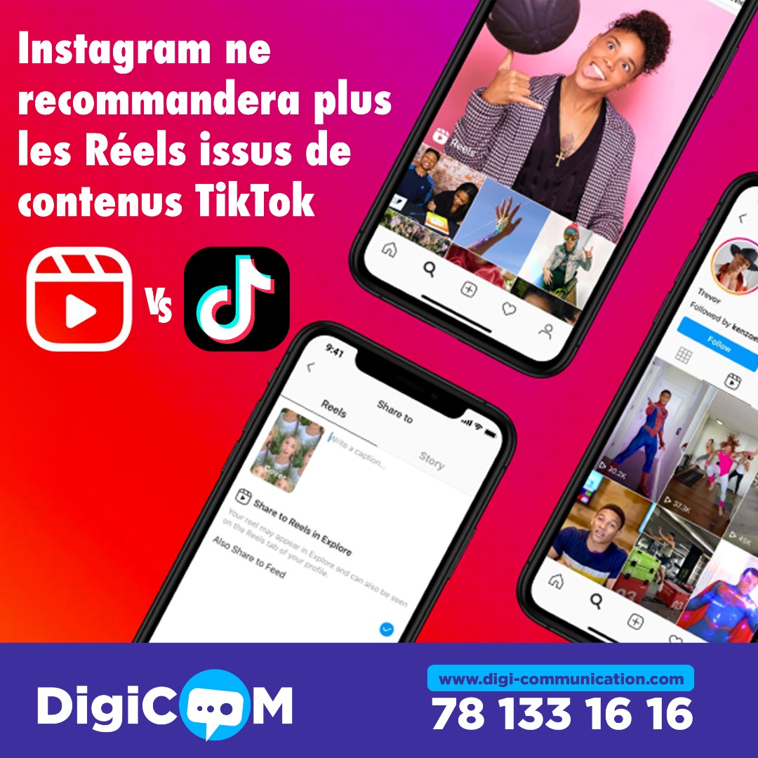 Instagram ne recommandera plus les Reels issus de TikTok